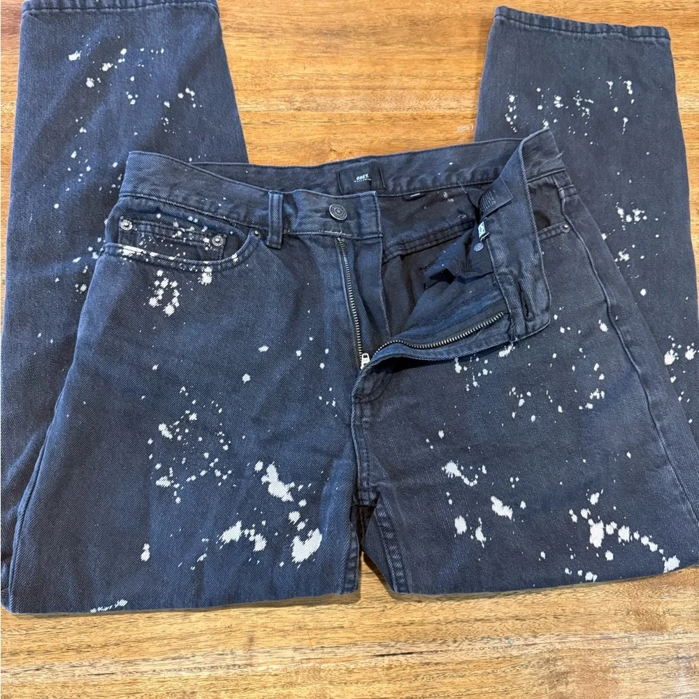 Obey Dark Blue Splatter Straight Jeans